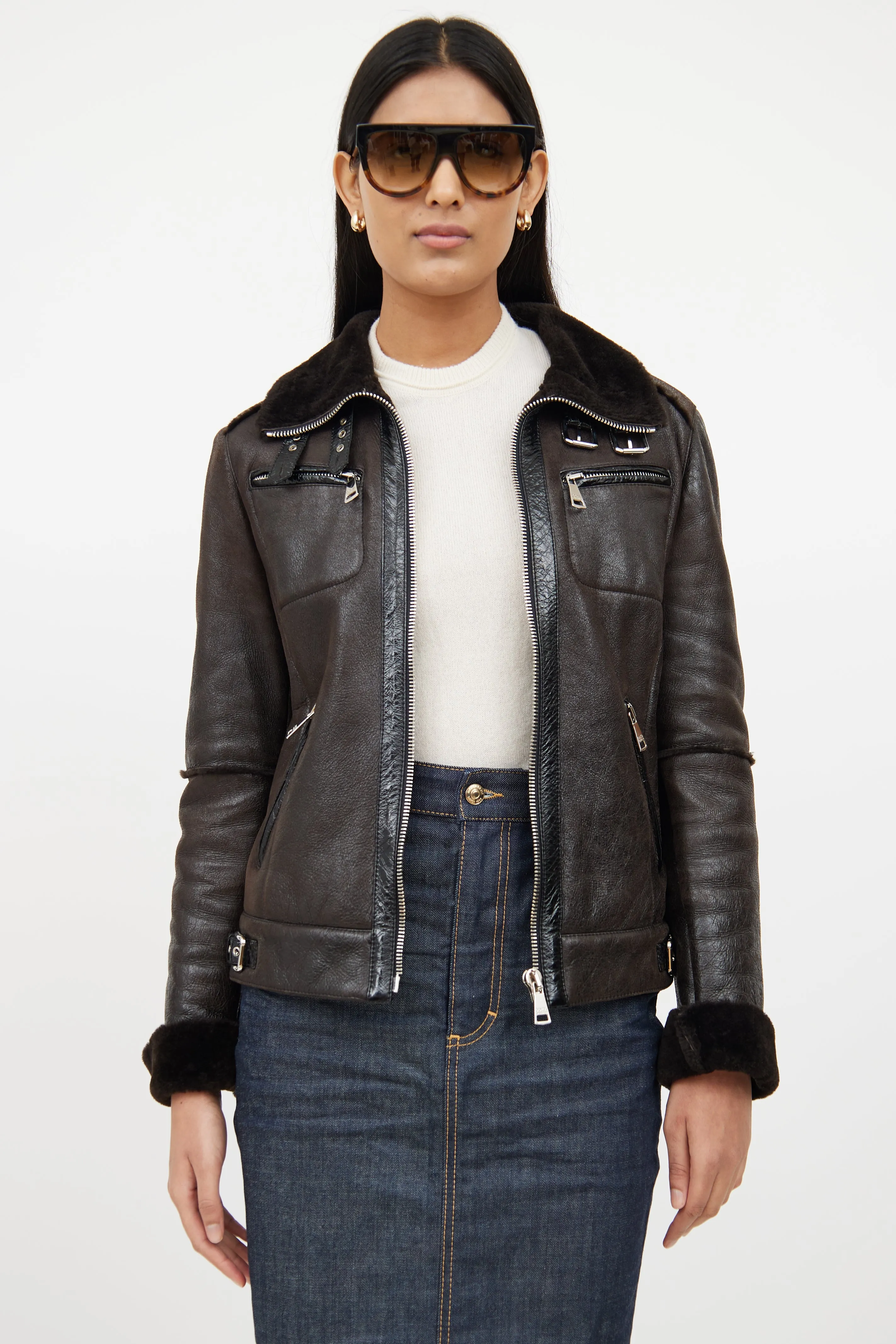 Brown & Black Leather Jacket