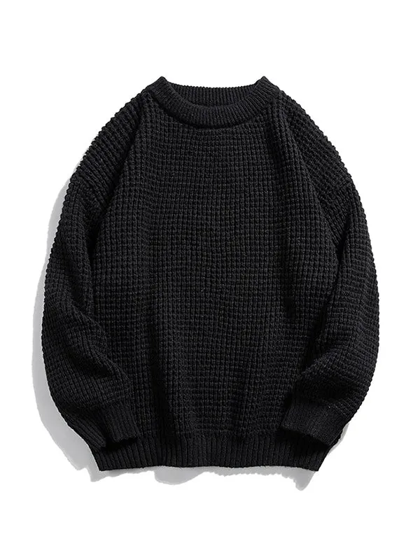 Men's Solid Color Round Neck Knitted Sweater