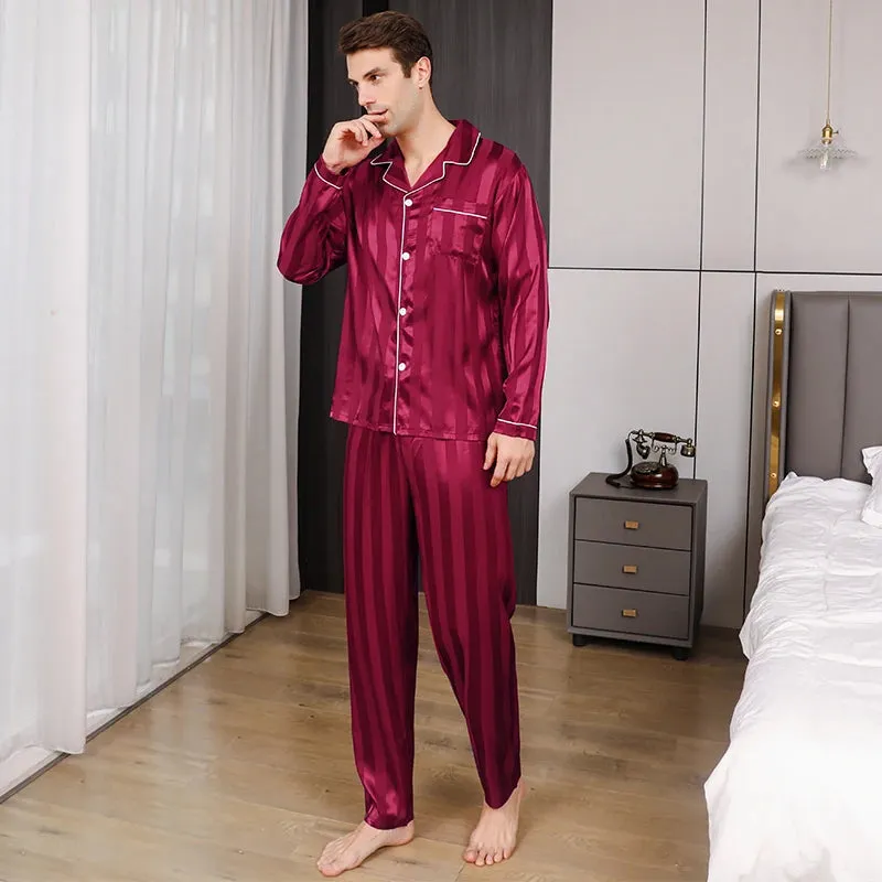 WIAOFELLAS  -  Men's pajamas long sleeves summer ice beautiful home clothes men's spring and autumn casual thin cardigan can wear out two suits